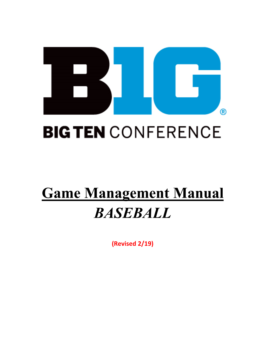 Game Management Manual BASEBALL