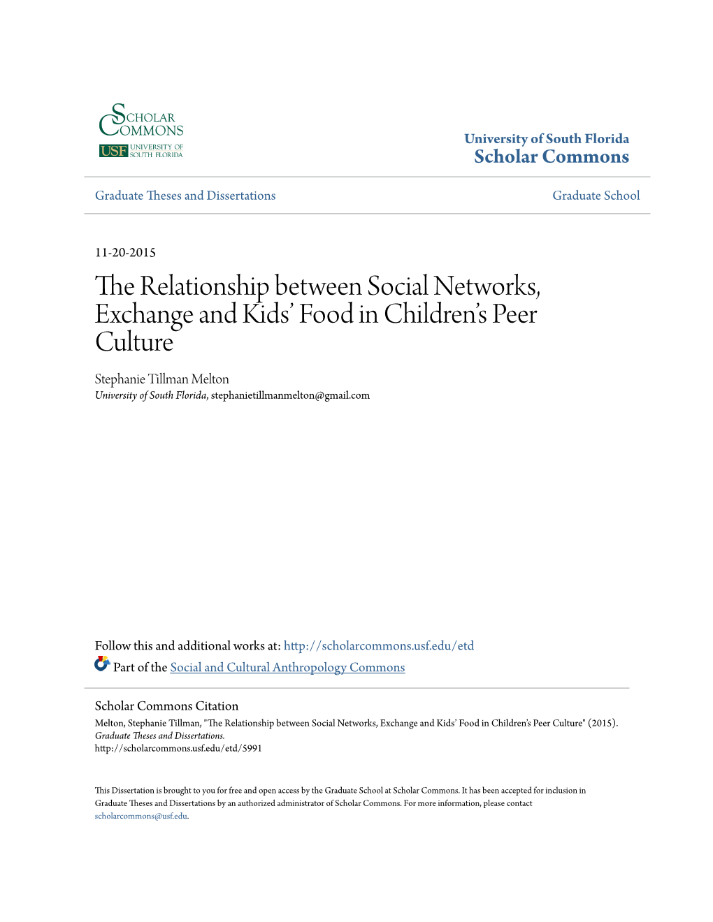 The Relationship Between Social Networks, Exchange and Kids