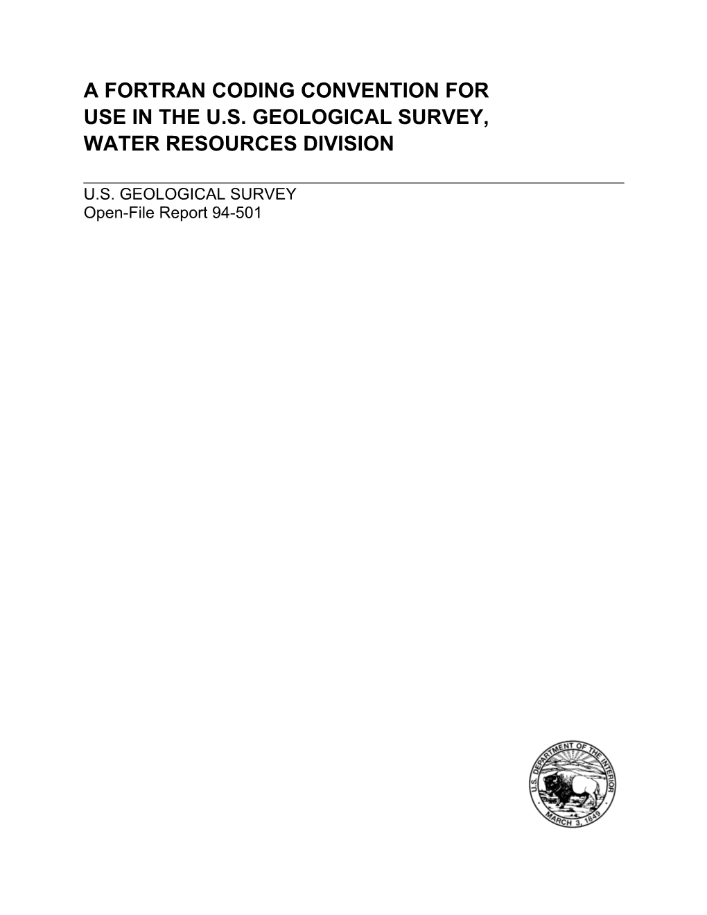 A Fortran Coding Convention for Use in the U.S. Geological Survey, Water Resources Division