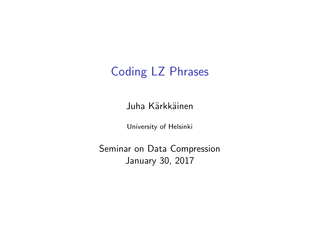 Coding LZ Phrases