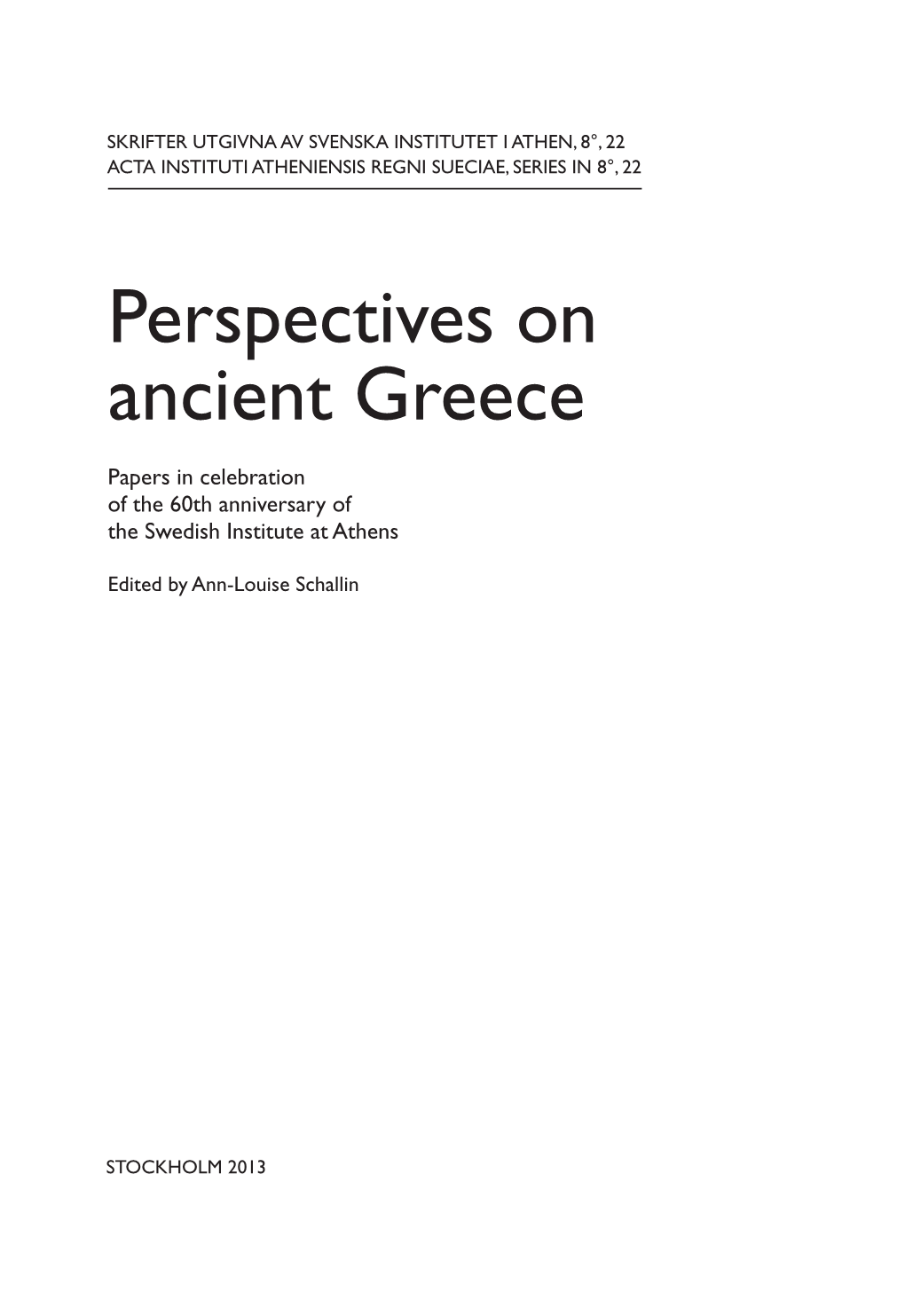 Perspectives on Ancient Greece