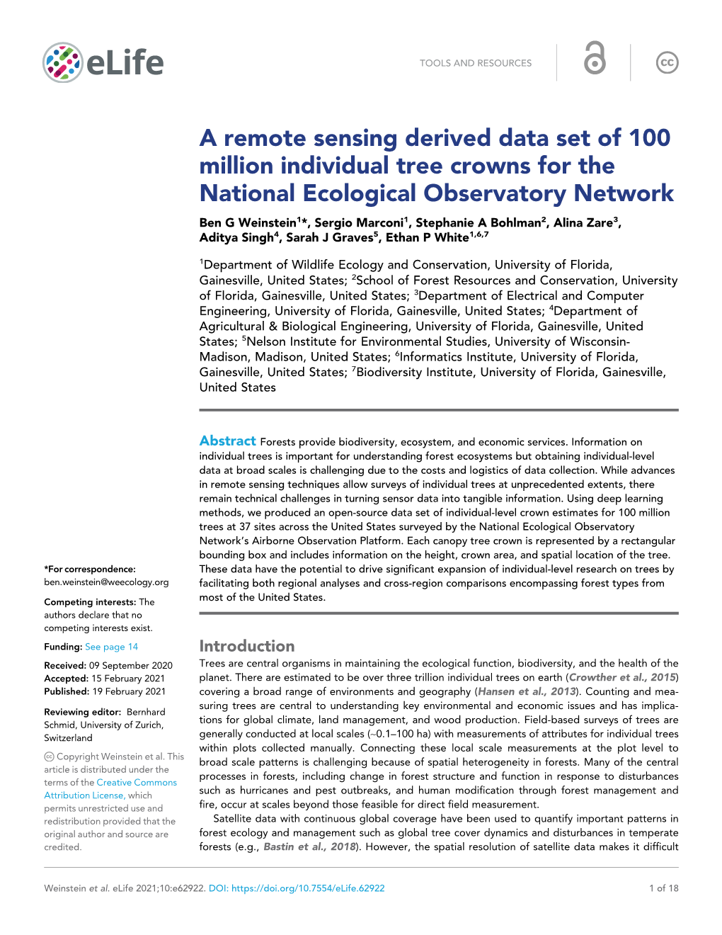 A Remote Sensing Derived Data Set of 100 Million Individual Tree Crowns