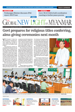 Govt Prepares for Religious Titles Conferring, Alms-Giving Ceremonies Next Month