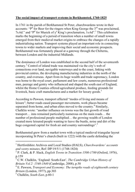 The Social Impact of Transport Systems in Berkhamsted, 1760-1825 in 1761