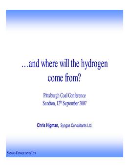 … and Where Will the Hydrogen Come From?
