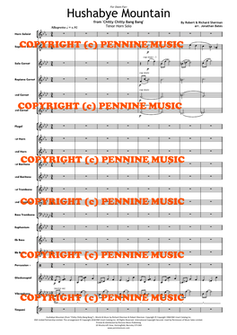 Hushabye Mountain from 'Chitty Chitty Bang Bang' by Robert & Richard Sherman Arr