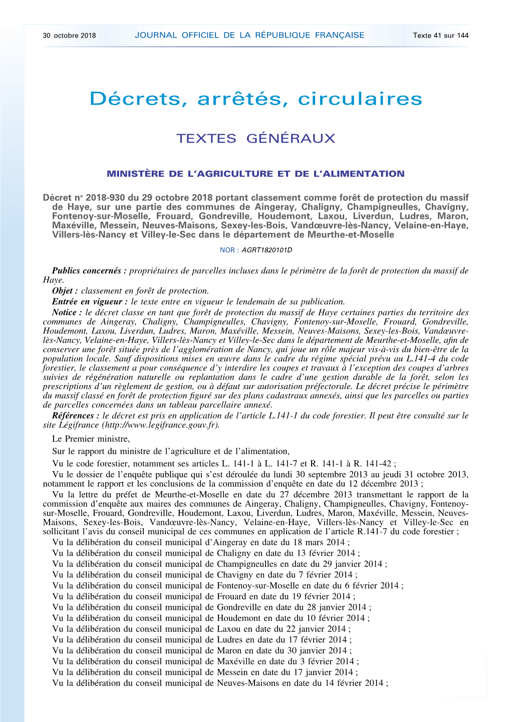 JOURNAL OFFICIEL DE LA RÉPUBLIQUE FRANÇAISE Texte 41 Sur 144