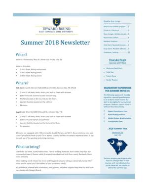 Summer 2018 Newsletter Girls Dorm: Resident Advisors .....6