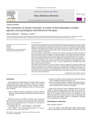 The Treatments of Chronic Insomnia: a Review of Benzodiazepine Receptor Agonists and Psychological and Behavioral Therapies