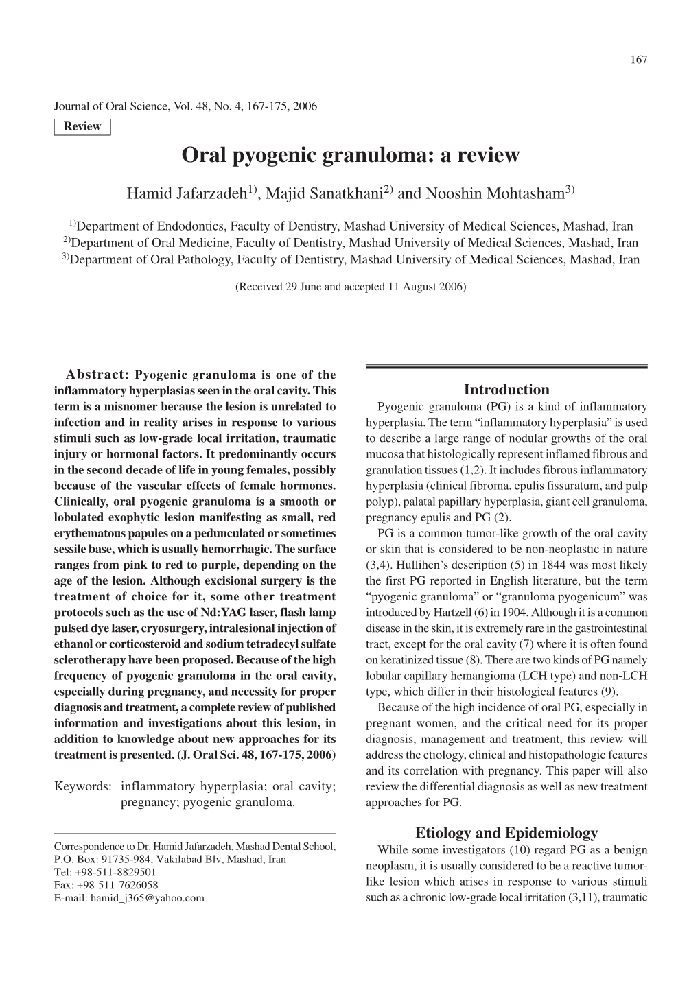 Oral Pyogenic Granuloma: a Review
