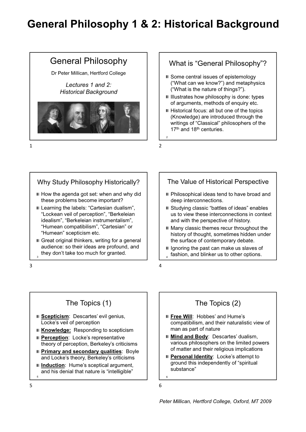 General Philosophy 1 & 2: Historical Background