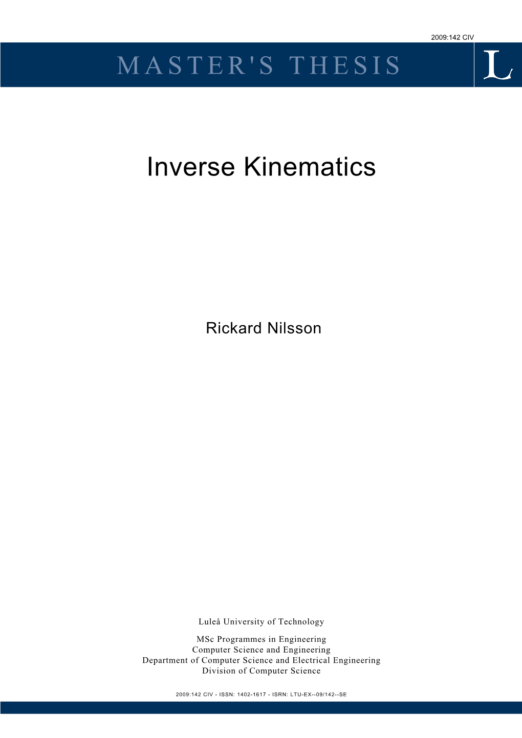 MASTER's THESIS Inverse Kinematics