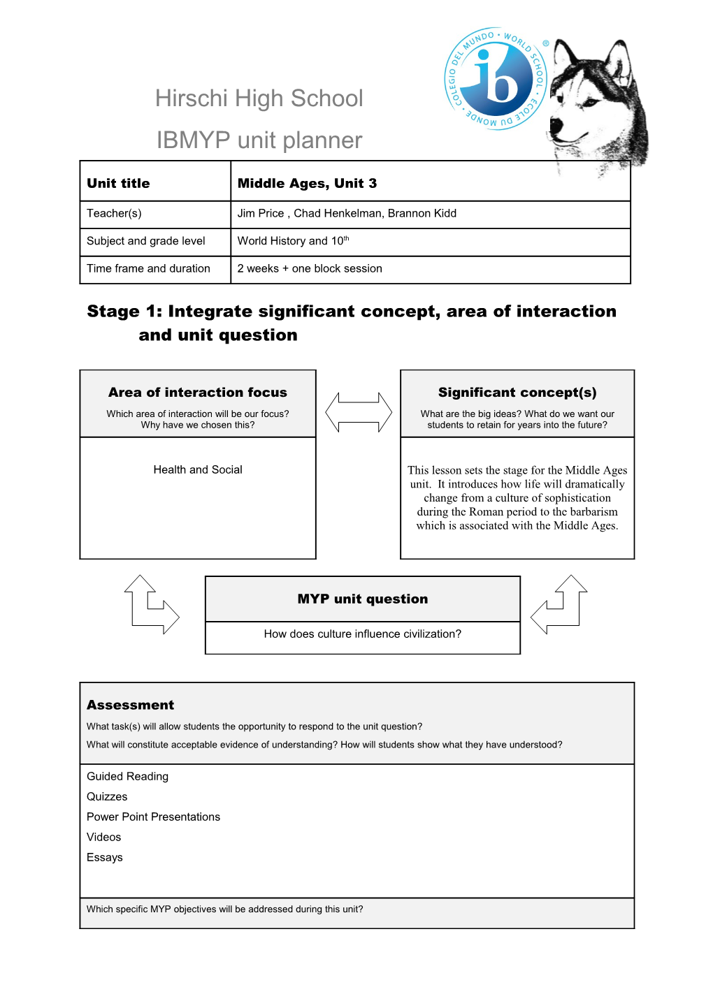 MYP Unit Planner s8