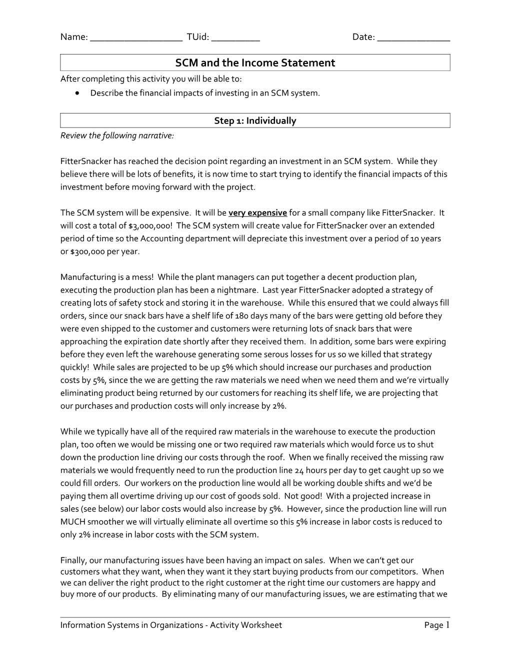 SCM and the Income Statement