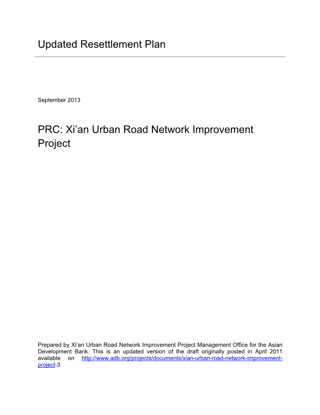 PRC: Xi'an Urban Road Network Improvement Project