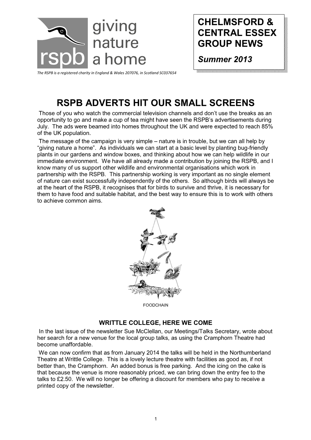 Rspb Adverts Hit Our Small Screens Chelmsford