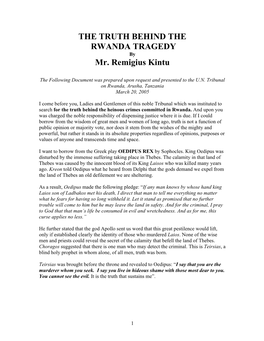 THE TRUTH BEHIND the RWANDA TRAGEDY by Mr