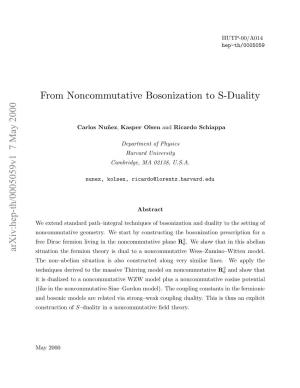 From Noncommutative Bosonization to S-Duality