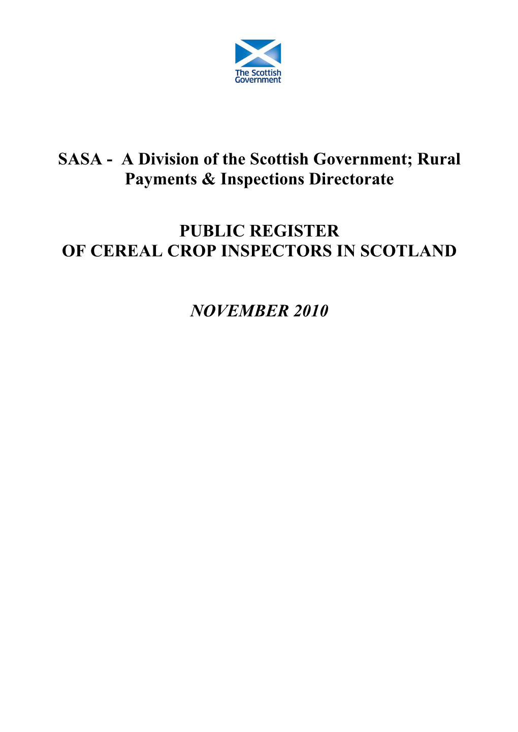 A Division of the Scottish Government; Rural Payments & Inspections Directorate