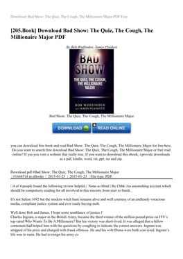 Download Bad Show: the Quiz, the Cough, the Millionaire Major PDF
