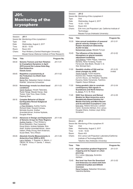 J01. Monitoring of the Cryosphere