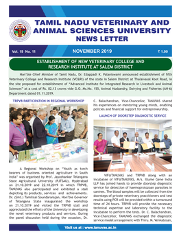 TAMIL NADU VETERINARY and ANIMAL SCIENCES UNIVERSITY News Letter