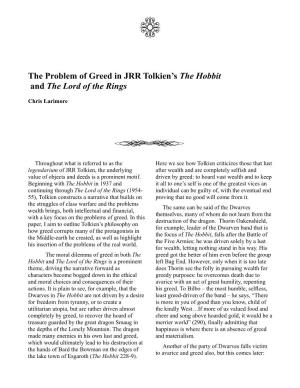 The Problem of Greed in JRR Tolkien's the Hobbit and the Lord