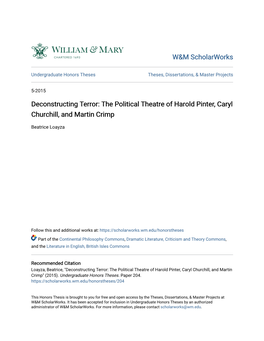 Deconstructing Terror: the Political Theatre of Harold Pinter, Caryl Churchill, and Martin Crimp