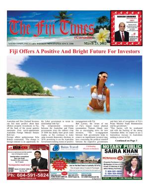 Fiji Offers a Positive and Bright Future for Investors