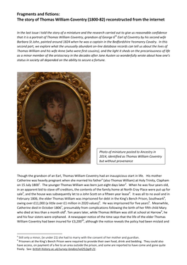 Fragments and Fictions: the Story of Thomas William Coventry (1800-82) Reconstructed from the Internet