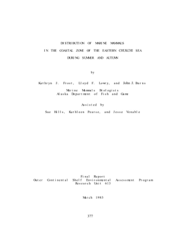 Distribution of Marine Mammals in the Coastal Zone of the Bering Sea During Summer and Autumn