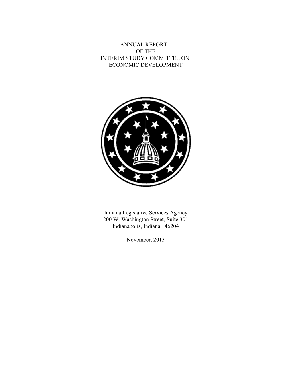 Annual Report of the Interim Study Committee on Economic Development