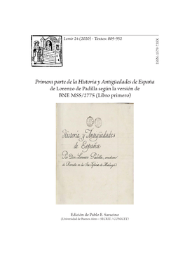 Lorenzo De Padilla, Primera Parte De La Historia Y Antigüedades De