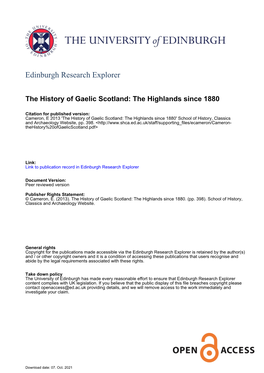 The History of Gaelic Scotland: the Highlands Since 1880