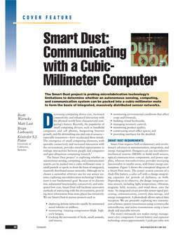 Smart Dust: Communicating with a Cubic- Millimeter Computer