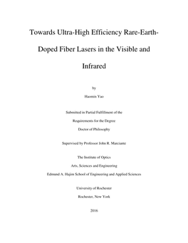 Towards Ultra-High Efficiency Rare-Earth- Doped Fiber Lasers In