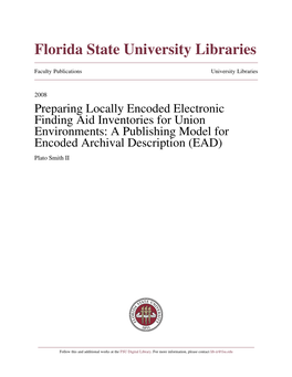A Publishing Model for Encoded Archival Description (EAD) Plato Smith II