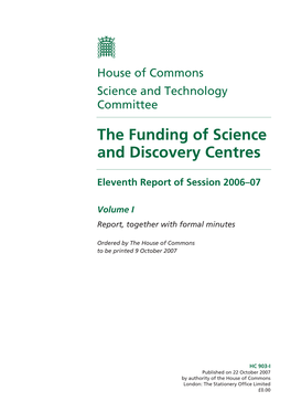 The Funding of Science and Discovery Centres
