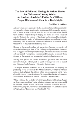 The Role of Faith and Ideology in African Fiction for Children and Young Adults
