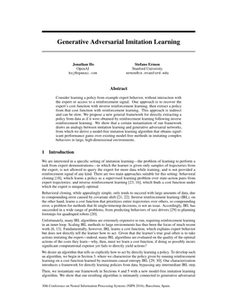 Generative Adversarial Imitation Learning