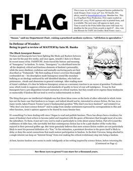 FLAG This Is Issue #3 of FLAG, a Frequent Fanzine Published By