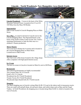 Lincoln – North Woodstock, New Hampshire Area Quick Guide