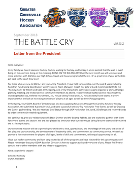 THE BATTLE CRY V18.19.2 ______Letter from the President