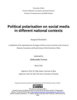 Political Polarisation on Social Media in Different National Contexts