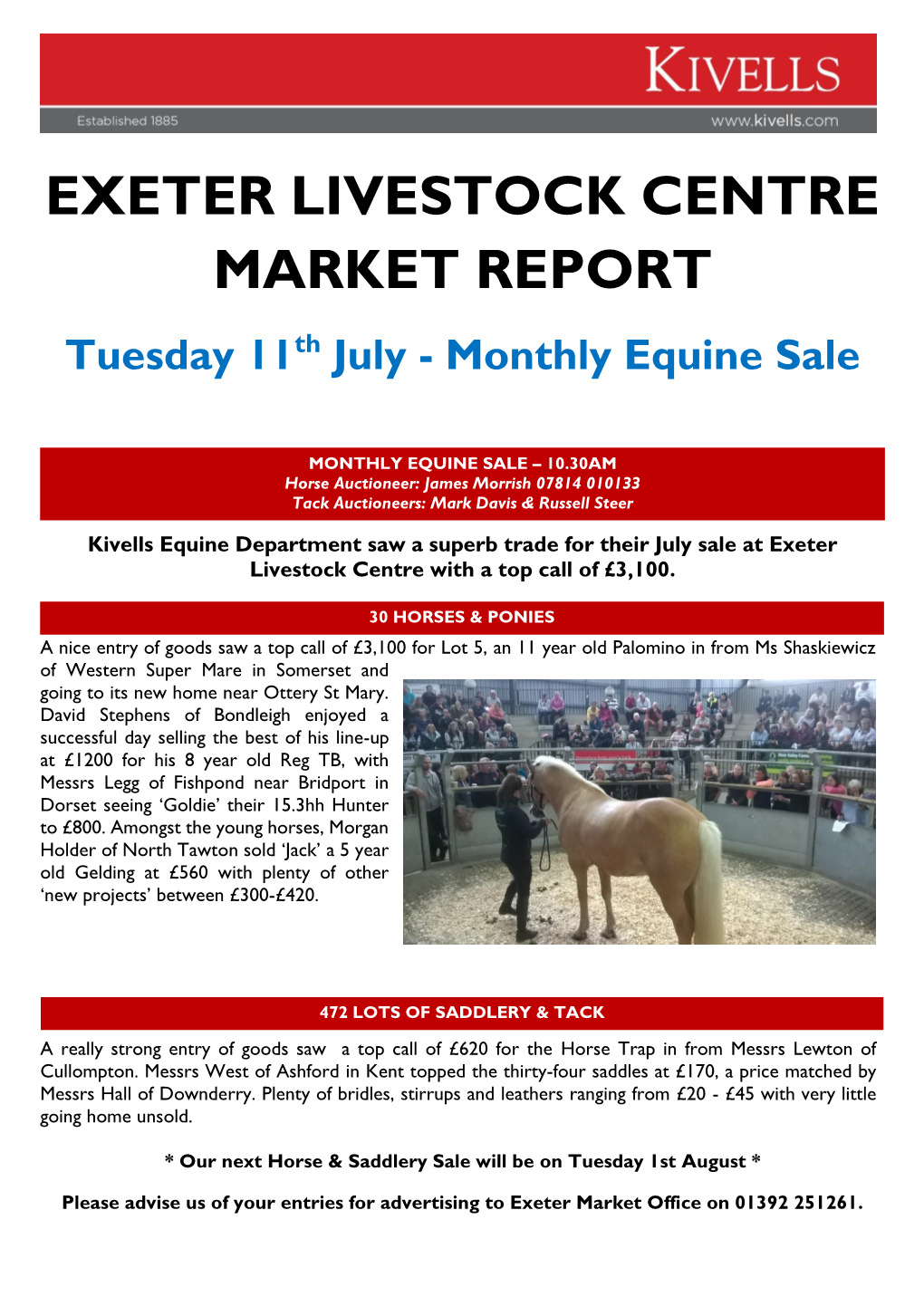 Exeter Livestock Centre Market Report