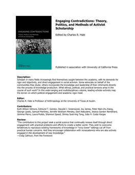 Engaging Contradictions: Theory, Politics, and Methods of Activist Scholarship