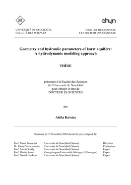 Geometry and Hydraulic Parameters of Karst Aquifers: a Hydrodynamic Modeling Approach