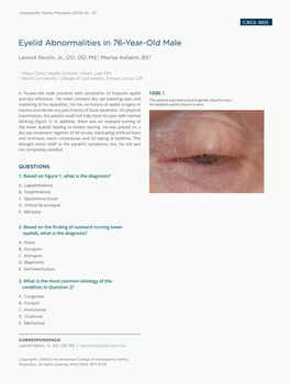 Eyelid Abnormalities in 76-Year-Old Male 35