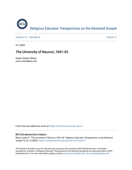 The University of Nauvoo, 1841-45