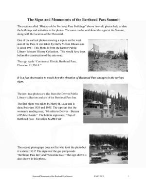 The Signs and Monuments of the Berthoud Pass Summit